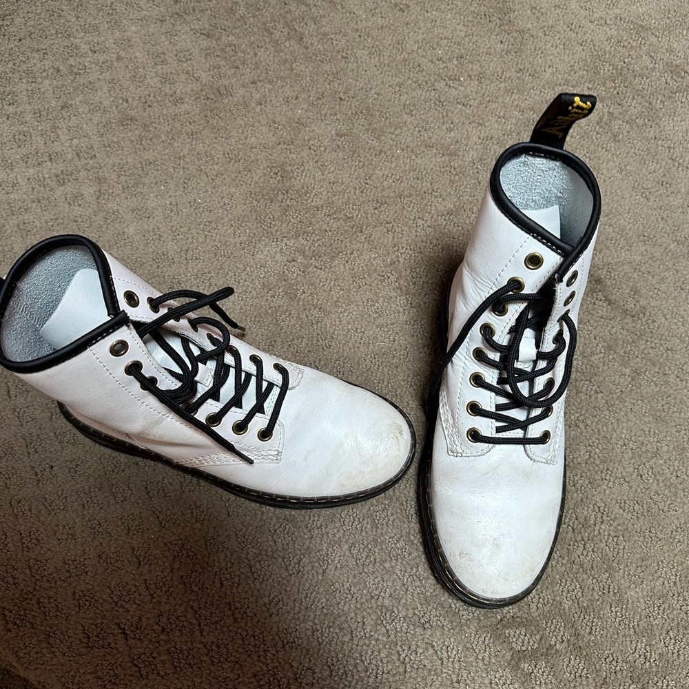 Dr. Martens White and Black Combat Boots Iconic Design